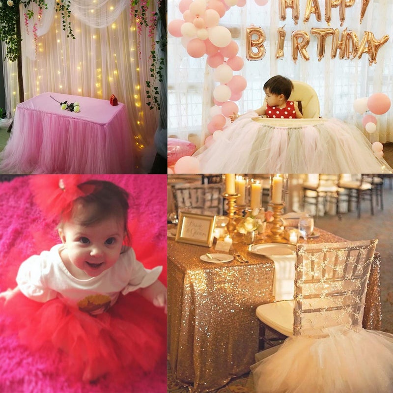 Anteer Crystal Organza Tulle Sheer Fabric Backdrop Curtains for Wedding Baby Shower Birthday Party Event Decor, 19â€ by 30 Yard (Pink) - Image 3